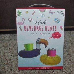 Inflatable Pool Party Beverage Boats Drink Holder Pool Floatie Set of 2 Toucan
